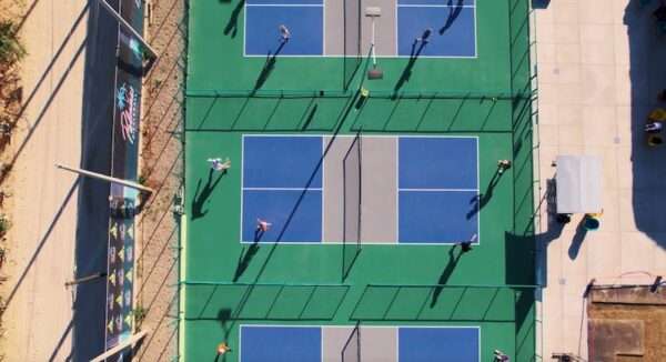 Overhead view of the pickleball courts at this mexico vacation destination